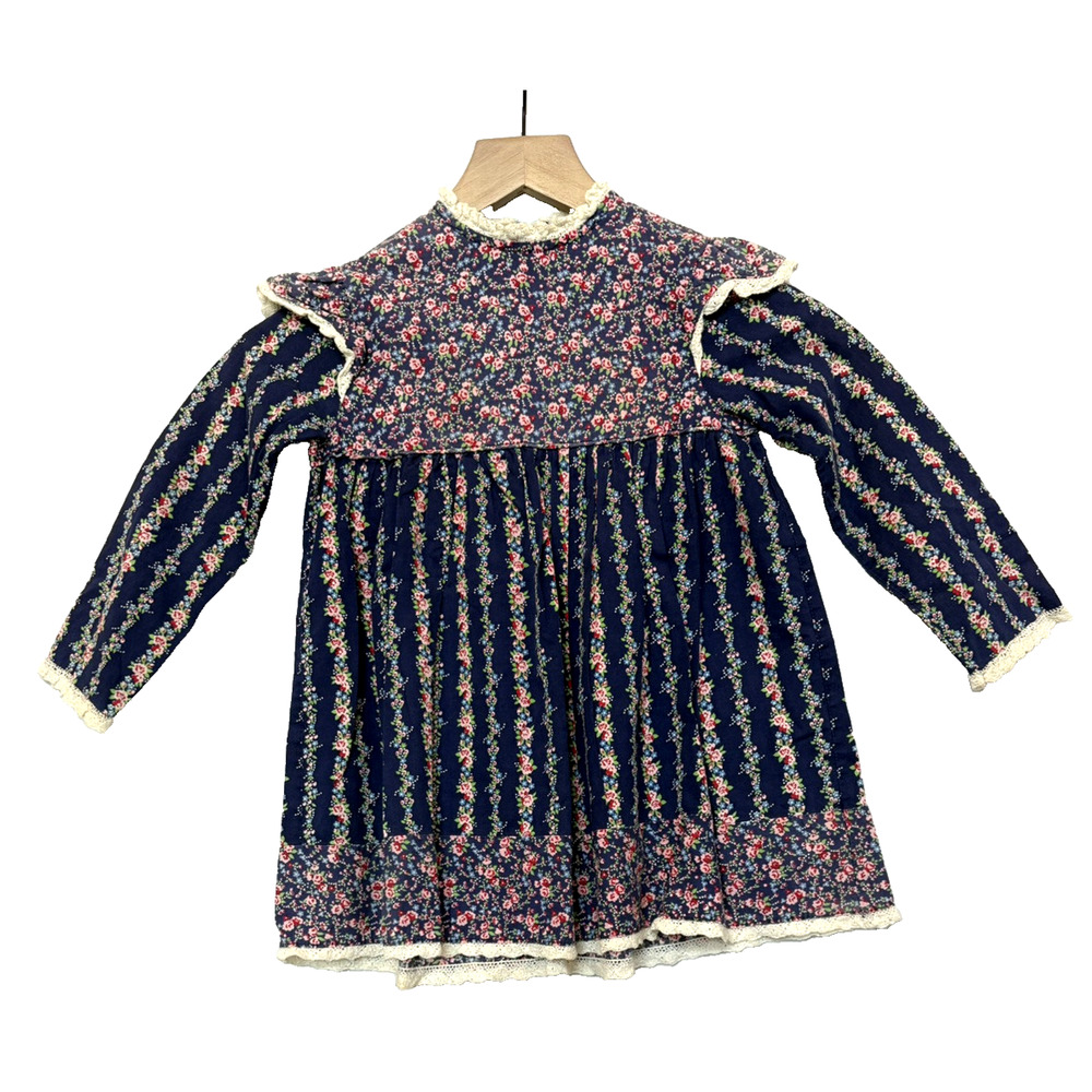 70s‎ Vintage Disney Winnie the Pooh Dress Little Girls Sears Size 6 Floral Lace